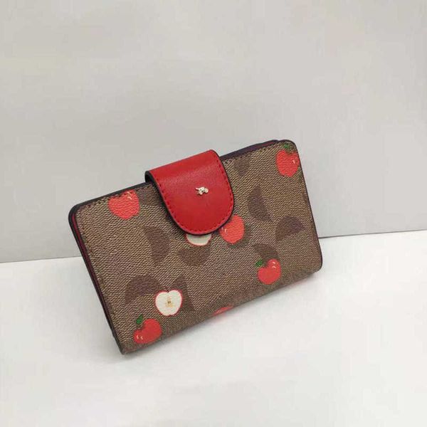 

womens wallet luxury purses cute apple flower print card holder designer wallet women key pouch leather mini purse 230712, Red;black