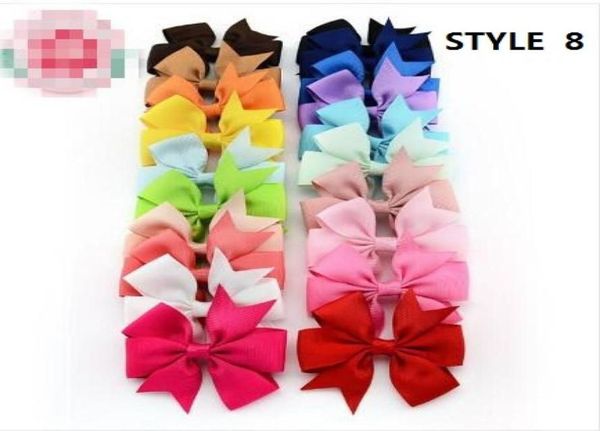 

14 style available 3 inch grosgrain ribbon hair bows with clipbaby girl elastic headband pinwheel hair bowshair pins accessori9158743, Slivery;white
