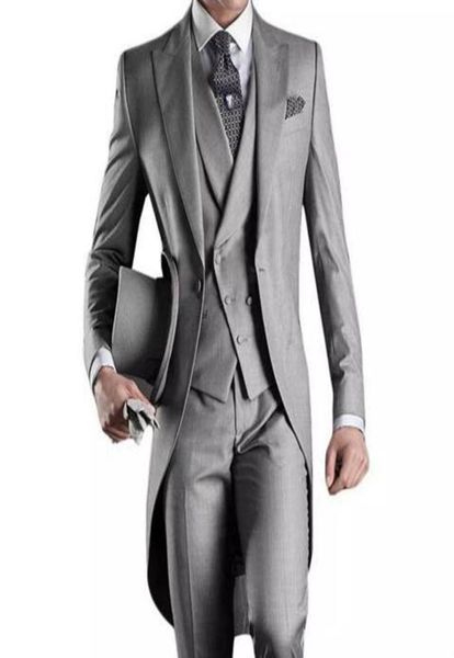 

2019 custom made groom tuxedos grey groomsmen man men039s wedding suits jacketpantsvest wedding tailcoat suit ew71029500992, Black;gray