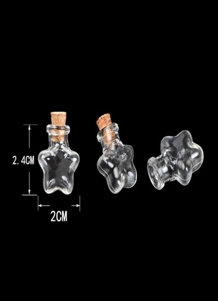 

pentagram star mini cute bottles pendants small glass bottles with cork transparent clear jars gifts vial 100pcs3862355