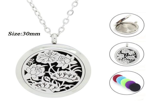 

with chain as gift whole 30mm magnetic silver lotus design 316l stainless steel aroamtherapy perfume diffuser locket nec7513715
