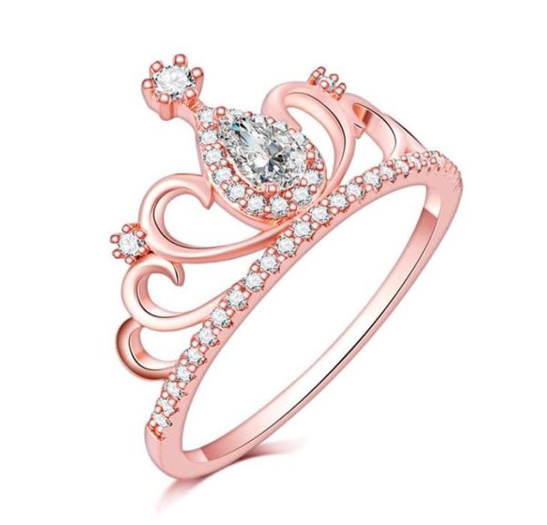 

never fade deluxe party lady lovers wedding diamond rings 18 k rose pink gold filled engagement zircon anel anillo size 6789 fo3058157, Slivery;golden