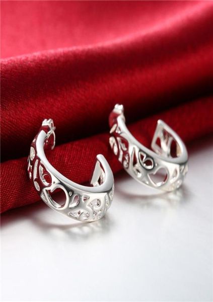 

women039s sterling silver plated half circle hollow stud earrings gsse630 fashion 925 silver plate earring jewelry gift4363117, Golden;silver