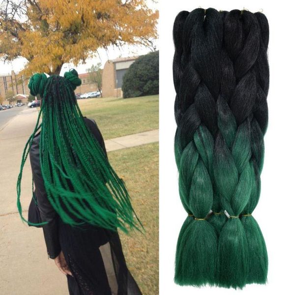 

synthetic green ombre braiding hair bulk ombre 24039039 100g two tone ombre xpression jumbo crochet braiding hair kanekalon4478379, Black