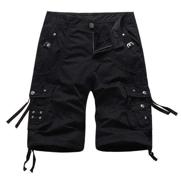 

men's shorts 29-40 men's casual shorts summer men's shorts mid zipper solid loose breathable multi pocket cropped trousers cl, White;black