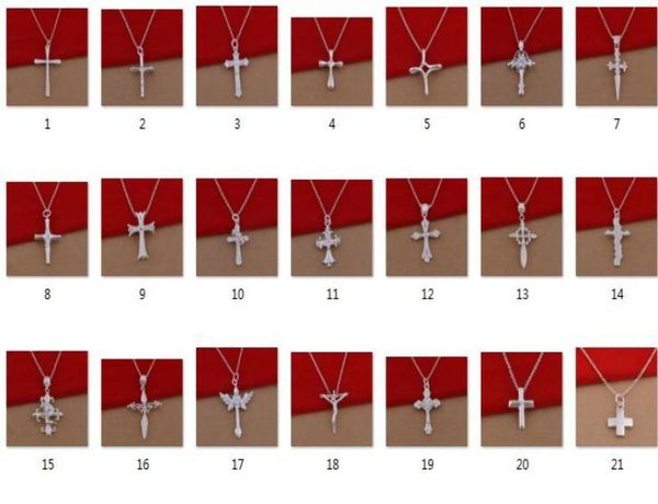 

2017 new fashion woman necklace plating 925 silver cross pendant necklace mixed order 21 styles 10pcslot2135862