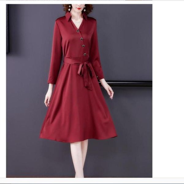 

casual dresses 2021 spring and autumn summer with style fashion long sleeve satin face women039s dress9071202, Black;gray