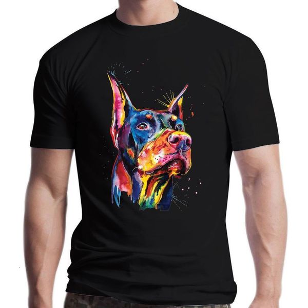 

mens tshirts colorful doberman dog cool print tshirt women short sleeve woman funny animal design casual tees fashion cute girl 230713, White;black