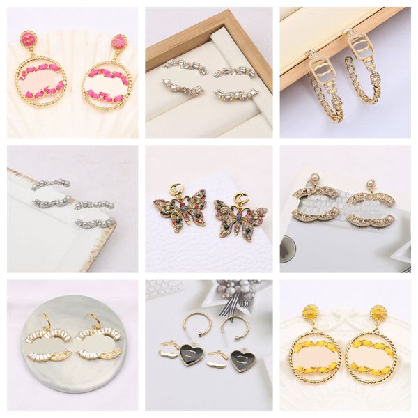 

18k gold plated designers luxury earring stud letter famous women colorful round pendant earring letter wedding christm party gift jewerlry, Golden;silver