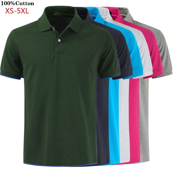 

men's polos 100% cotton summer men's polos shirts plus size xs-5xl solid color short sleeve polos homme lapel male 230712, White;black