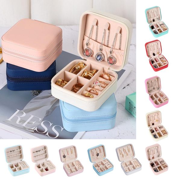 

jewelry boxes portable storage box organizer display travel zipper case earrings necklace rings drop delivery 2022 smtvx9301043, Black;white