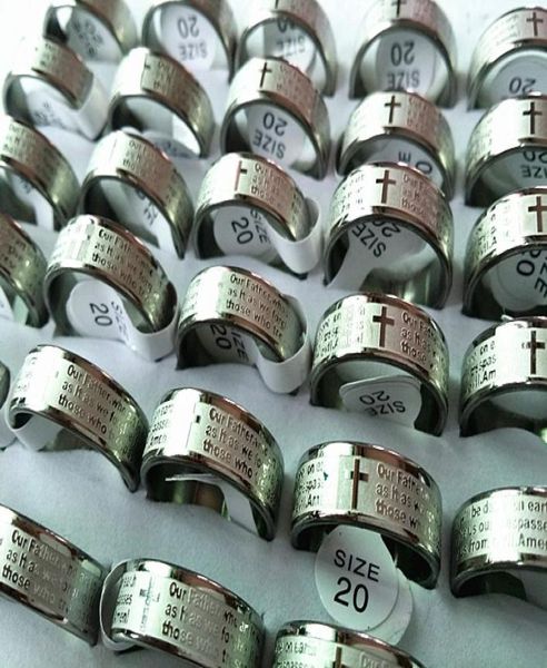 

brand new 25pcs english the lord039s prayer etching polished stainless steel men039s jewelry whole mixed lots2244379, Silver