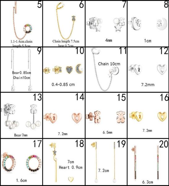 

2020 100 925 sterling silver bear stud earrings classic pierced stud earrings jewelry manufacturers whole 34353675, Golden;silver