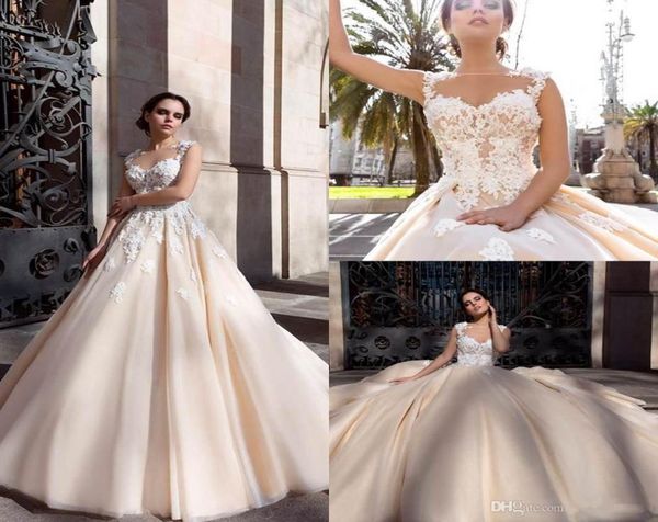 

2021 new vintage bateau lace appliques a line wedding dresses custom made elegant sweep train bridal gowns vestidos de novia4901837, White