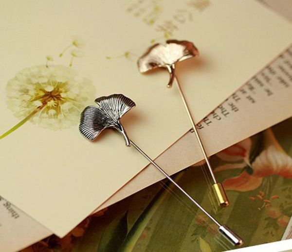 

vintage brooches collar pins ginkgo biloba leaf lapel pin brooch pins men flower leaf jewelry4444106, Gray