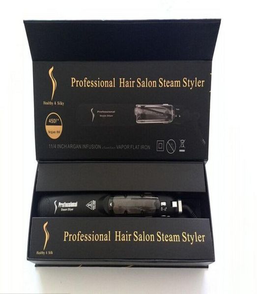 

professional original kangroad hair straighteners iron salon steam styler 2 in 1 hairstraightening irons flat7181477, Black