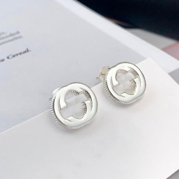 

stud original genuine 925 sterling silver classics retro style earrings women logo glamour ggift9267821, Golden;silver