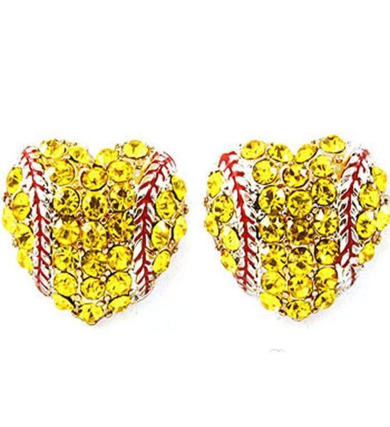 

dangle earring yellow rhinestone round softball stud earrings gift for sports mom spots team her softball fashion hook d6xbv1450666, Silver