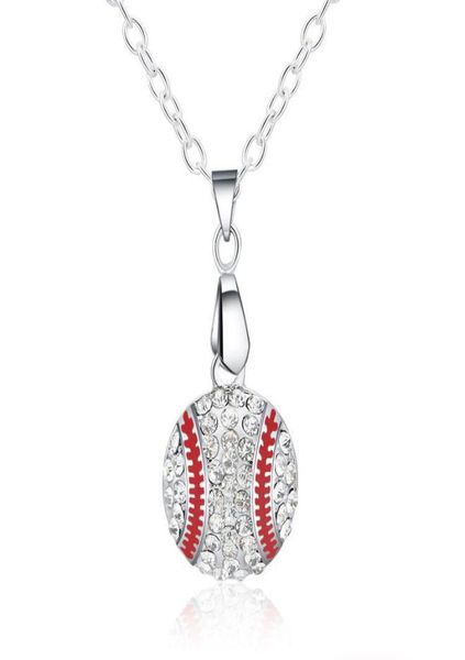 

baseball necklace crystal pendant necklace women womens girls necklaces fashion designer jewelry whole gifts new2789748, Silver