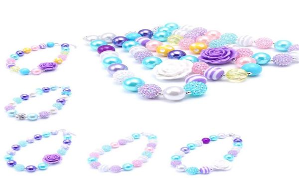 

2pcs design beautiful necklace birthday party gift for toddlers girls beaded bubblegum baby kids chunky necklace jewelry4625596, Silver