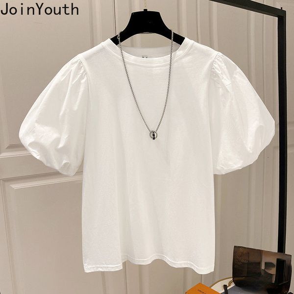 

women's t-shirt cotton woman tshirts shirts for women o-neck puff sleeve white tee y2k clothes female fashion loose t shirt ropa mujer