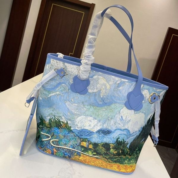 

luxury bags oil painting wheat field messenger bag letters women travel bags brand outdoors bags crossbody luxury ladies totes purses handba