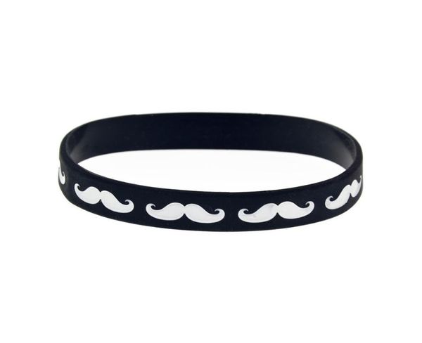 

1pc mustache silicone rubber wristband trendy decoration logo filled in color soft and flexible 2 colors4022652, Black