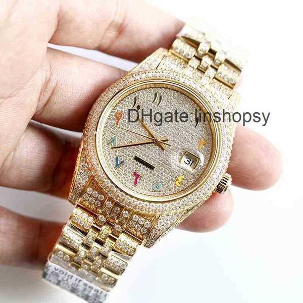 

rolesx uxury watch date gmt jewelry watches rainbow arabic diamonds dial sa3255 automatic 81409 126334 126333 mens watch gold iced out full, Slivery;golden