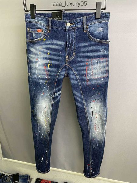 

2023 new arrivals mens luxury designer denim jeans holes trousers jeans coolguy biker pants mens clothing 2#a369 dsquare d2 dsqs dsq2s lxyt, Blue