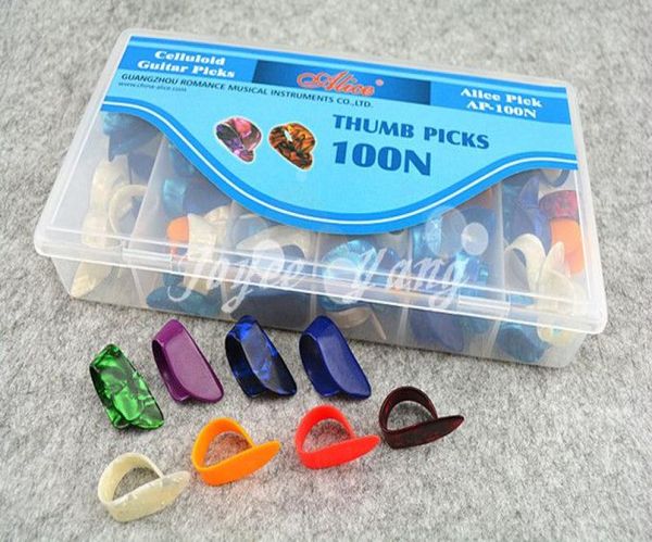 

lots of 100pcs alice guitar finger thumb picks plectrums quality celluloid material guitar picks original box5303636