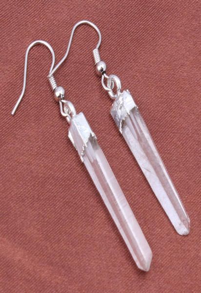 

whole 10pair silvergold plated natural rock crystal quartz stone random pendulum dangle hook earring women eardrop2536813, Silver