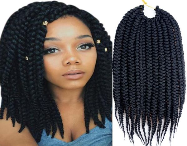 

1packs 14 18inch ombre synthtic braiding hair crochet 3s box braids hair extension 24roots braiding hair for blackwhite wome5287339, Black