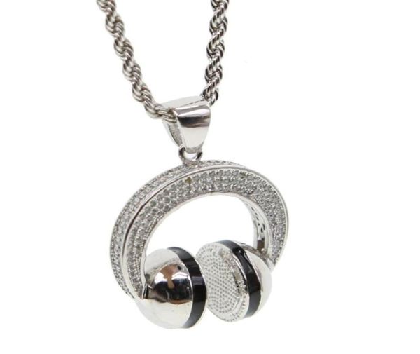 

music dj headphone pendant necklaces silver color chain men women hip hop jewelry rock headset necklace lovers gift chains5624571