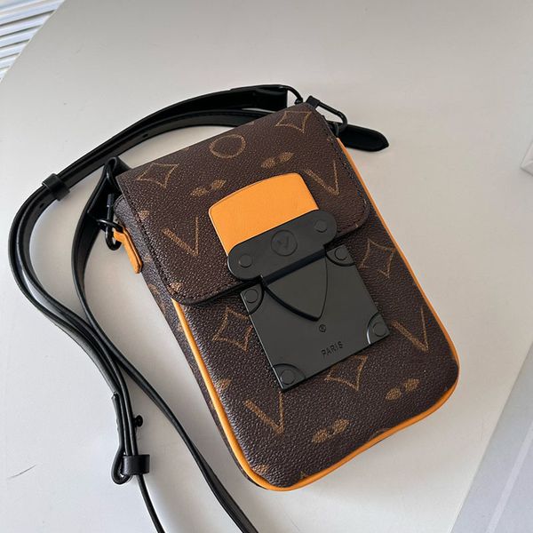 

embossed designer phone holder bag old flower black buckle removable leather strap two pockets square luxury coin key purse shoulder handbag