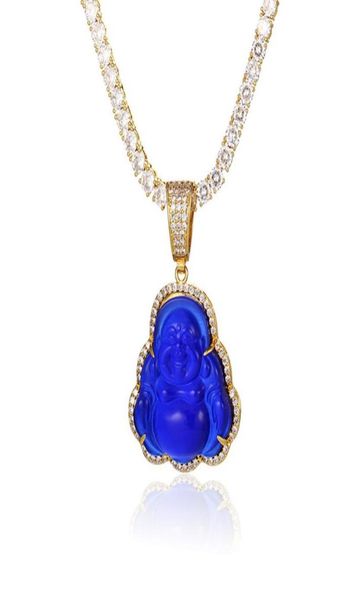 

gucy blue buddha pendant with baguette aaa cubic zircon hiphop necklace tennis chain hip hop punk jewelry cx200721243y2648972, Silver