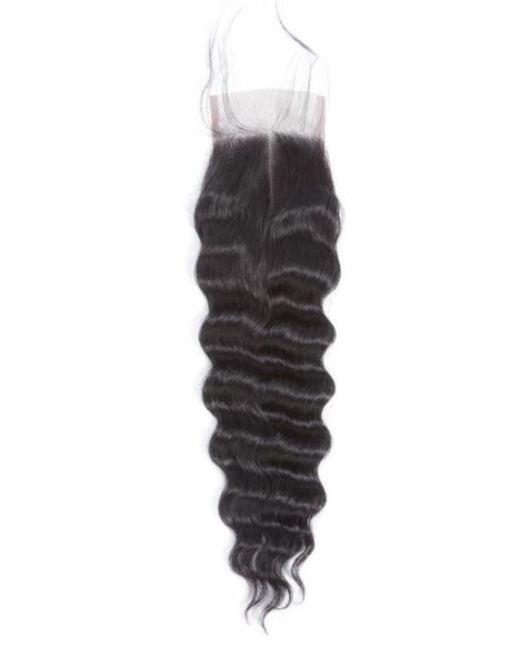 

4x4 deep wave lace closure real hair wig whole dropship from china3260601, Black