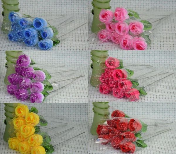 

100pcs roses artificial 7 colors silk flower wedding bridal bouquet home decoration 23quot4226337