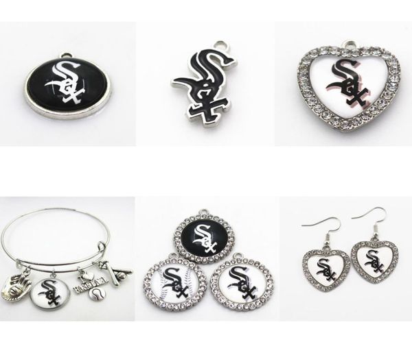 

baseball chicago dangle charms mix style white sox diy pendant bracelet necklace earrings jewelry making accessories5381913, Bronze;silver