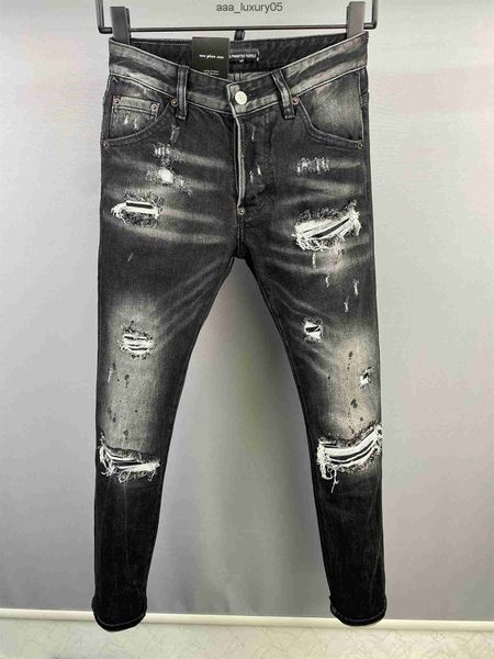 

classic fashion men's jeans hip hop rock moto men casual design ripped jeans distressed skinny denim biker eans 69653 dsquare d2 dsqs d, Blue