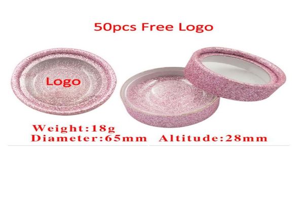 

elb004 false eyelashes packaging box lash boxes packaging custom logo faux mink lashes strips glitter round empty case to mak6381367