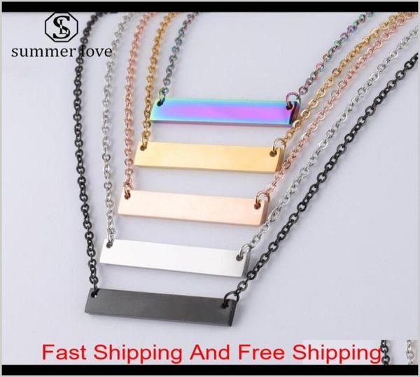 

new blank bar pendant necklace stainless steel necklace gold rose gold silver blank bar charm pendant jewelry for buyer own engrav8470458