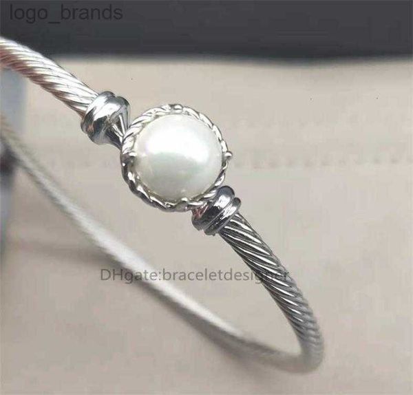 

dy love bangle designer bracelets 18k gold cable series ins personality copper prong setting simple white women inlaid bracelet si4863678, Black