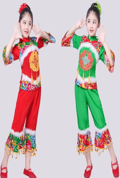 

children039s new style yangko christmas costumes girls festive national dance dance performance clothing5273714, Black;red