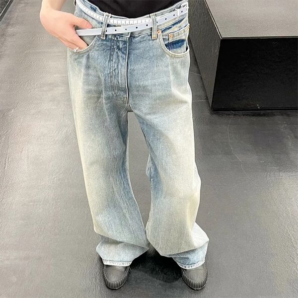 

hip hop pattern washed jeans straight baggy denim trousers vintage blue loose casual cargo pants oversized, Black;brown