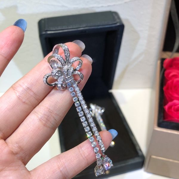 

designer earrings bow rope knot diamond earrings silver women's fashion luxury jewelry original style variety, Golden;silver