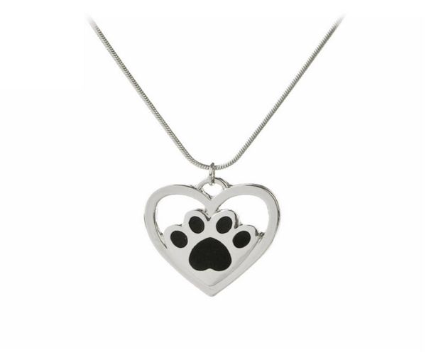 

2017 new forever love heart puppy paw pendant necklace pet paw print necklaces cute animal dog cat memorial jewelry2548069, Silver