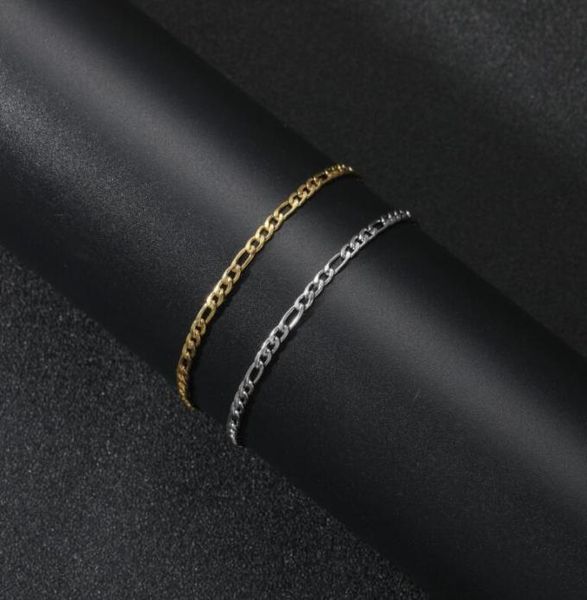 

hip hop bracelet stainless steel 3mm nk3 to 1 stainless steel chain vacuum plating9846109, Golden;silver