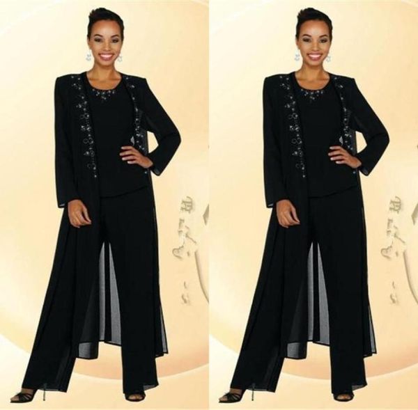 

balck beads mother of the bride groom pants suits with long sleeves jacket fashion summer custom vintage evening mother gow8594590, Black;red