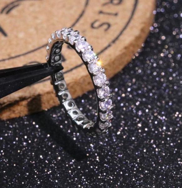 

vecalon eternity ring real 100 925 sterling silver full diamond engagement wedding band rings for women men finger jewelry1352868, Slivery;golden