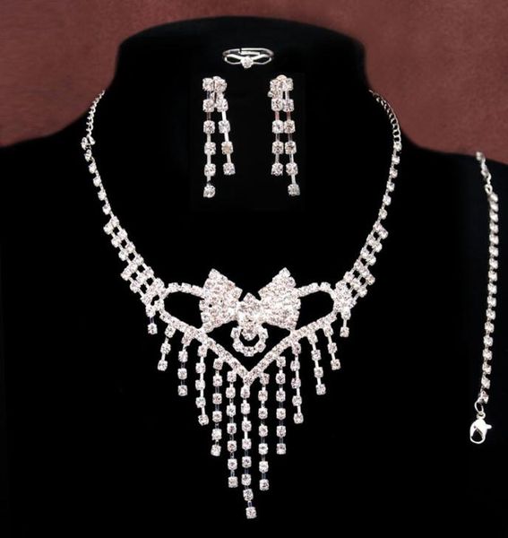 

new hollow heart with pearl 18k silver plated austrian crystal bridalwedding jewelry sets for women wholeslae3533109, Slivery;golden